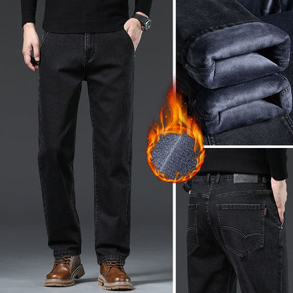 Men’s Loose Fleece-Lined Straight-Leg Winter Trousers – Cozy Casualwear