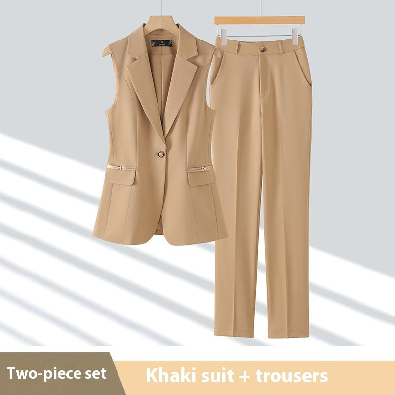 High-end Slim-fit Temperament Professional Vest Two-piece Set