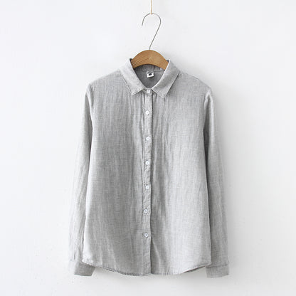 Double-layer Cotton Yarn Pure Color Skin-friendly Long-sleeved Shirt