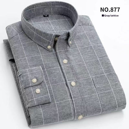 Men’s Pure-Color Oxford Slim Fit Shirt – Youth & Middle-Aged Business Casual