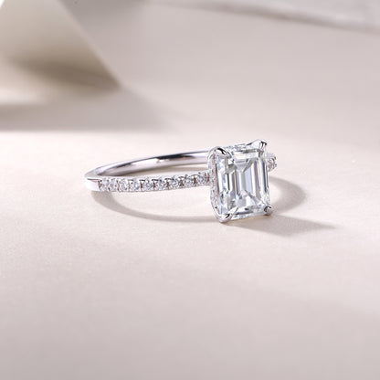 Square Diamond Ring Luxury Fashion Set Moissanite Silver Ring