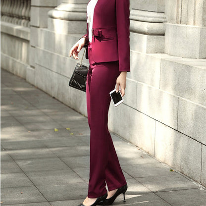 Elegant Wine Red Women’s Suit | Formal Overalls