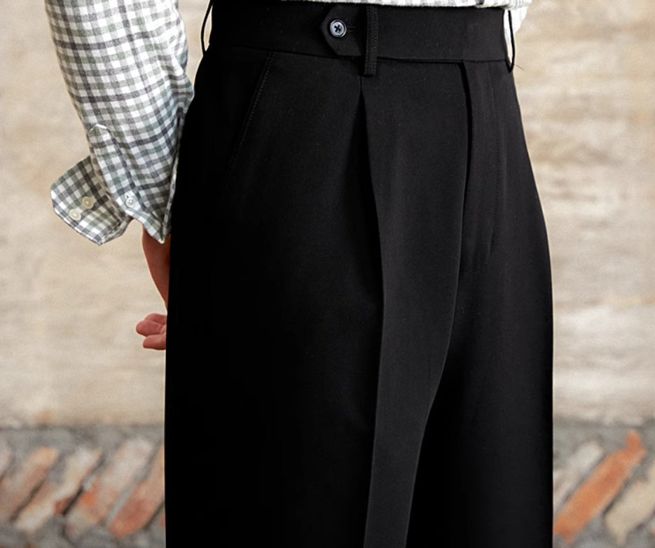 High Waist Baggy Straight Trousers for Men – Gentry Style, Wrinkle-Free Comfort | NYLIXA