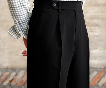 High Waist Baggy Straight Trousers for Men – Gentry Style, Wrinkle-Free Comfort | NYLIXA