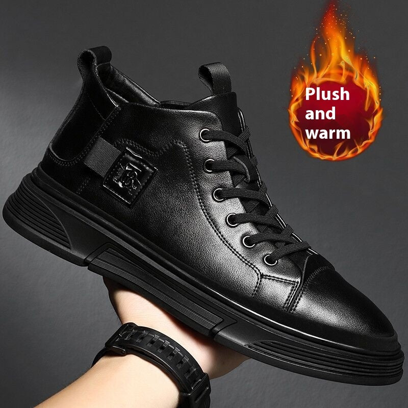 Men’s High-Top Leather Casual Shoes – Winter Collection