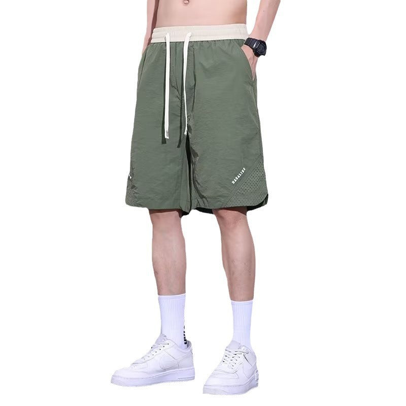 Ice Silk Shorts Thin Loose Sports Quick-drying Knee Length Pants