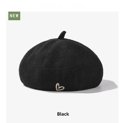 Love Beret Solid Color Big Head Suitable For Artistic Painter Hat