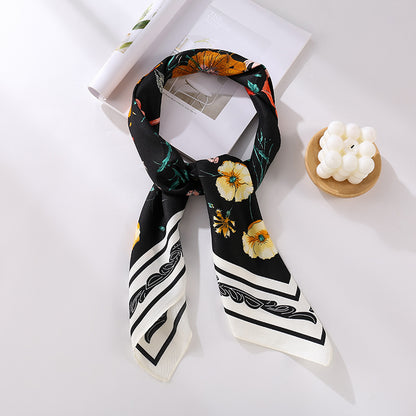 Fashion Gorgeous Printing Mesh Red Style Contrast Color Silky Scarf