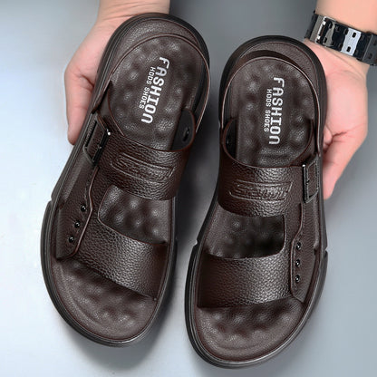 Soft Leather Men's Casual Beach Shoes – Latex-Padded Comfort
