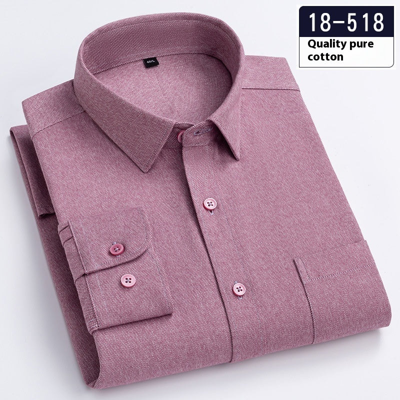 Men’s Solid-Color Long-Sleeve Pocket Business Shirt – Lightweight and Sleek