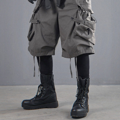 Mechanical Style Ribbon Loose Leisure Workwear Shorts
