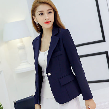 Korean Suit Slim Solid Color Long Sleeve Slimming Women's Coat