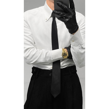 Men’s Spring Italian Large Pointed-Collar Slim Fit Shirt – Elegant Casual
