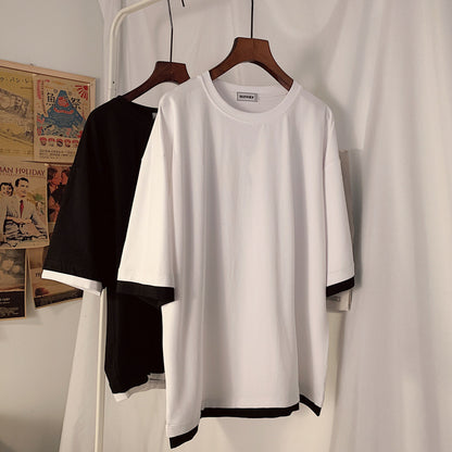Unisex Loose Round‑Neck Half‑Sleeve Couple Tee – Casual Oversized Comfort