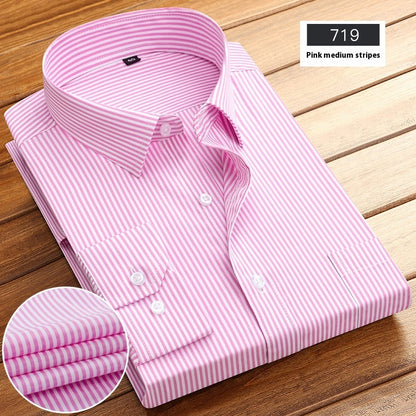 Men’s New Striped Long-Sleeve Business Shirt – Spring & Autumn Classic