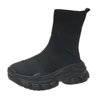Platform Knitted Sports Casual Shoes And Boots