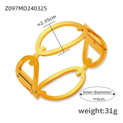 Fashion New Personalized Titanium Steel Gold-plated Diamond Geometric Bracelet