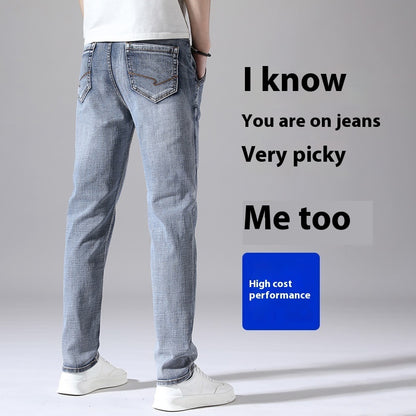 Men’s Retro Thin Straight-Leg Jeans – Lightweight & Laid-Back Comfort