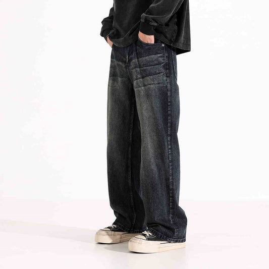 Retro Wide-Leg Straight Fit Jeans – Classic American Loose Denim Vibe