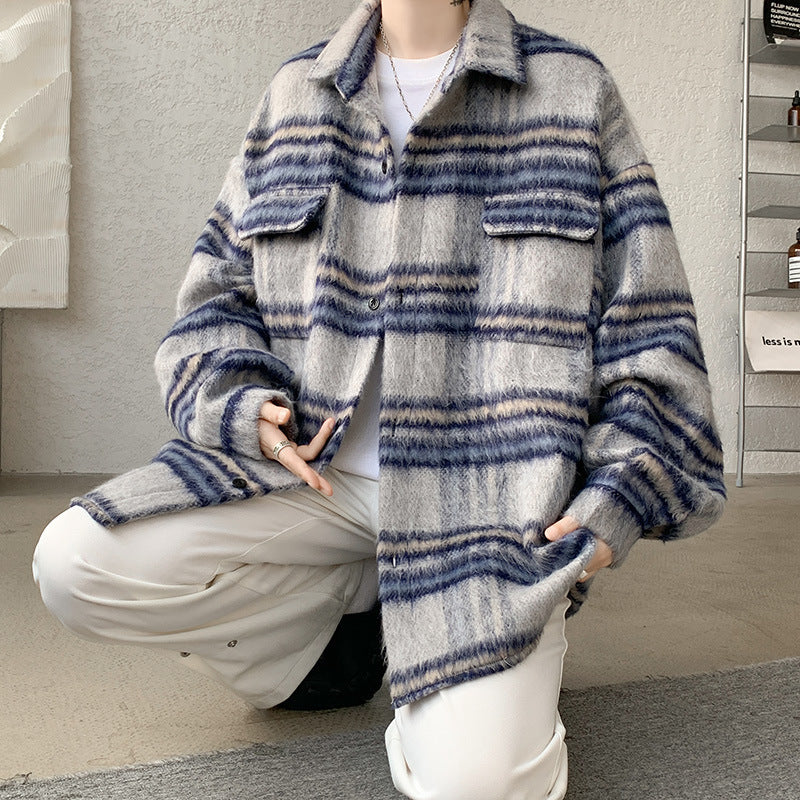 Brushed Woolen Coat For Men Autumn And Winter Chanel-style Jacket