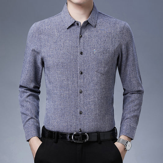 Men’s Linen-Like Casual Long-Sleeve Shirt – Lightweight Spring Style