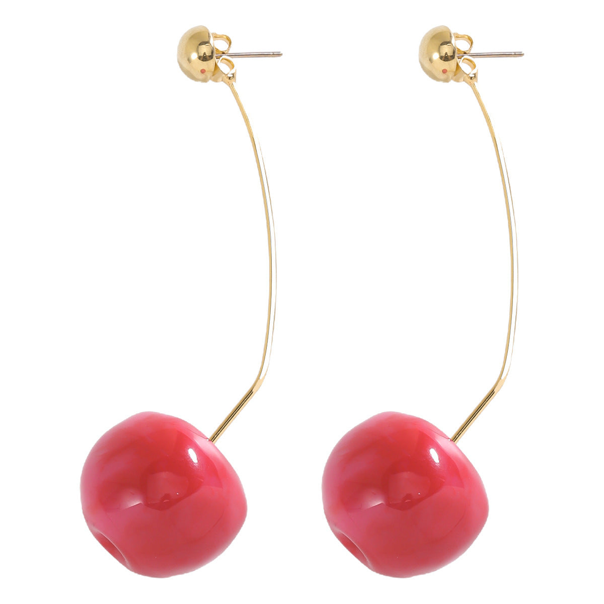 INS Style Red Simulation Cherry Fruit Shape Ear Studs
