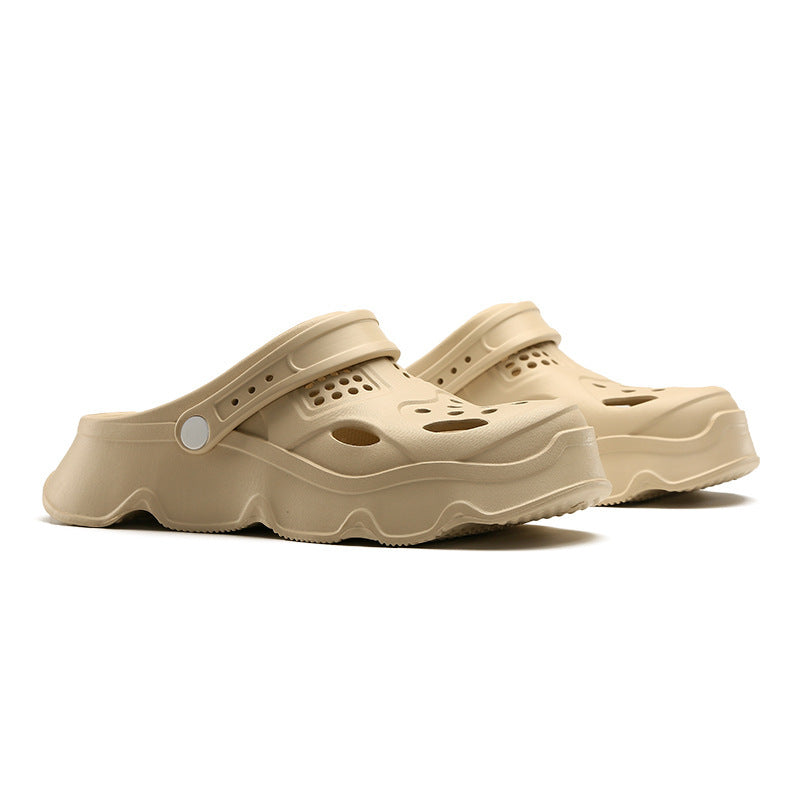 Men’s Hollow-Out Soft Bottom Closed-Toe Beach Slippers – Breathable & Non-Slip