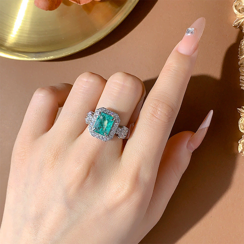 Artificial Princess Emerald Tourmaline Temperament Open Female Ring