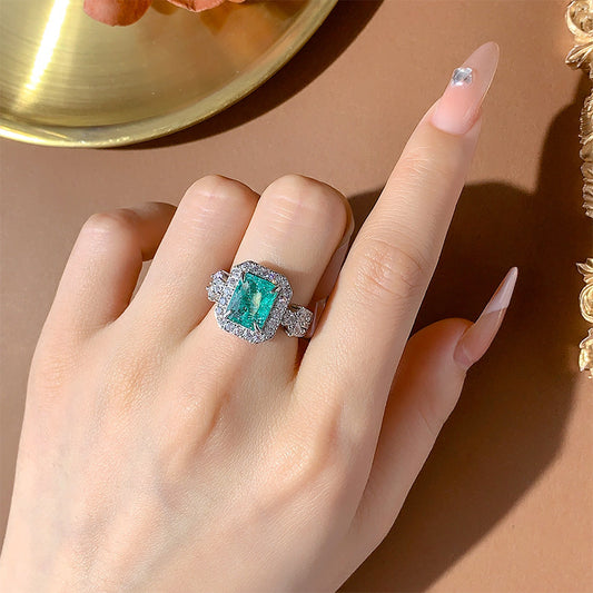 Artificial Princess Emerald Tourmaline Temperament Open Female Ring