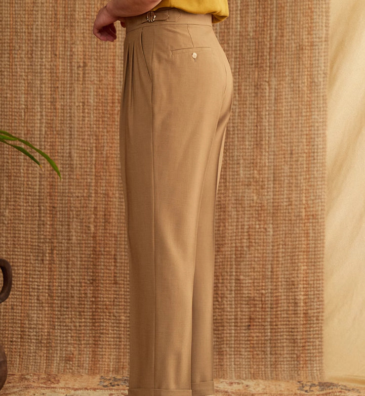 Men’s Italian Naples High-Waist Suit Pants – Elegant Formal Business Trousers