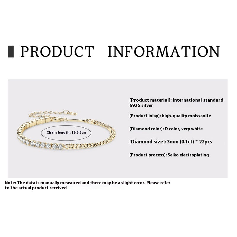 Moissanite Full Diamond High-grade S925 Sterling Silver Bracelet For Women