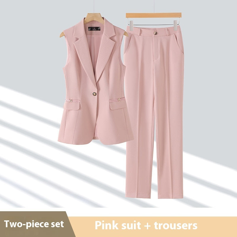 High-end Slim-fit Temperament Professional Vest Two-piece Set