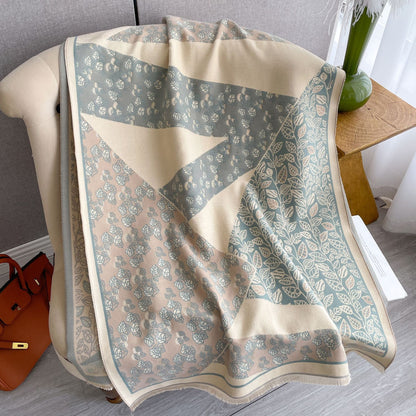 Korean Style Ins All-match Floral Print Shawl Winter Cashmere-like