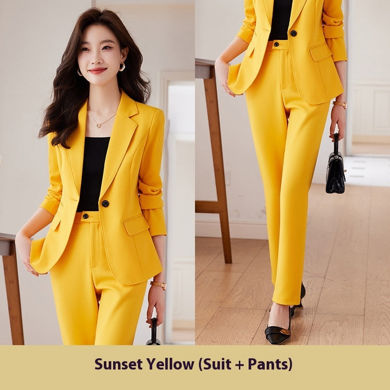 Red Blazer Women's Fall Winter Fashion Temperament Goddess Style Suit Suit