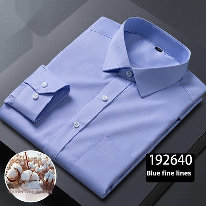 Men’s Plaid Long-Sleeve Shirt – Square Collar Business Casual