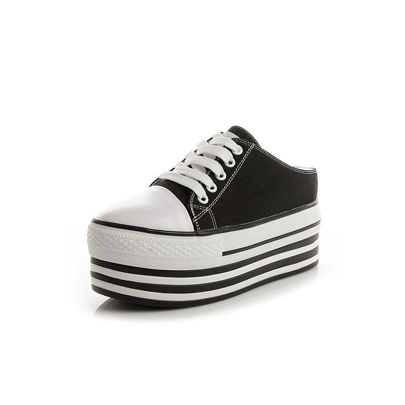 Women's Slippers Round Toe Lace-up Platform Shoes