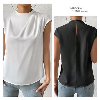 Artificial Silk Summer Round Neck Outerwear Top