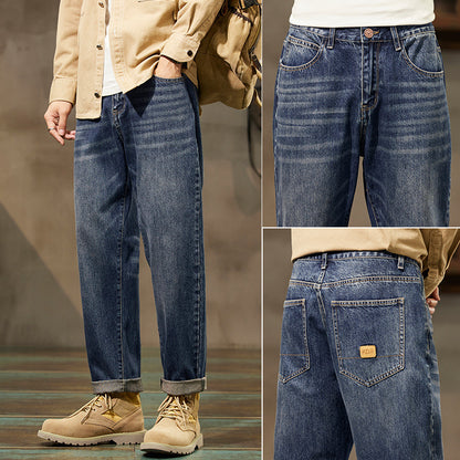 Retro Loose Straight Denim Pants for Men – Vintage Streetwear Style