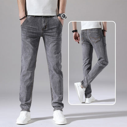 Men’s Retro Thin Straight-Leg Jeans – Lightweight & Laid-Back Comfort