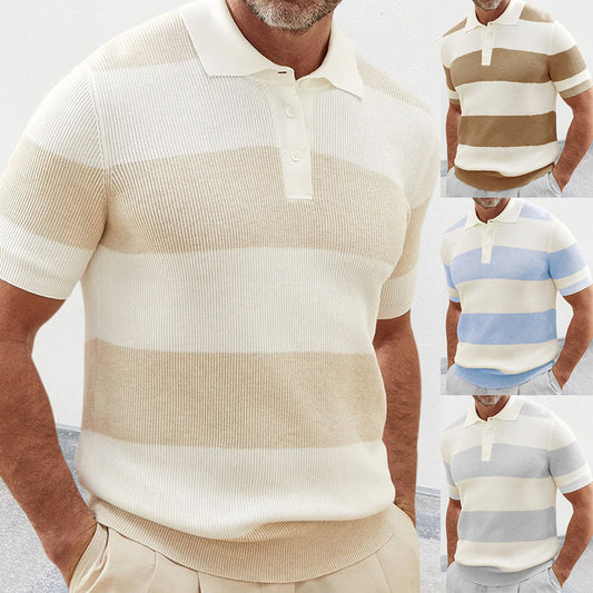 Men's Spliced Match Color Slim T-Shirt – European & American Style
