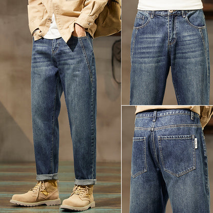 Retro Loose Straight Denim Pants for Men – Vintage Streetwear Style