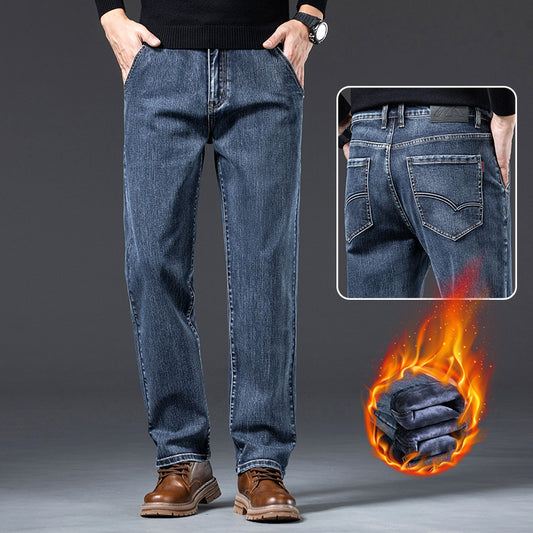 Men’s Loose Fleece-Lined Straight-Leg Winter Trousers – Cozy Casualwear
