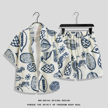 Men’s Hong Kong-Style Retro Printed Short-Sleeve Shirt – Bold & Nostalgic
