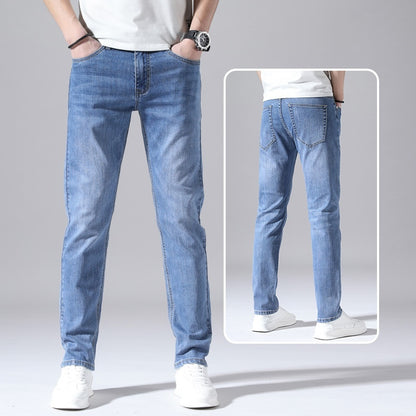 Men’s Retro Thin Straight-Leg Jeans – Lightweight & Laid-Back Comfort