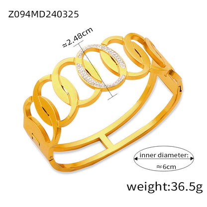 Fashion New Personalized Titanium Steel Gold-plated Diamond Geometric Bracelet