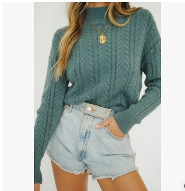 Simplee O-neck knitted women pullover sweater Autumn winter