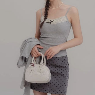 Bow Lace Suspender Women's Early Spring New Style Pure Desire Wind