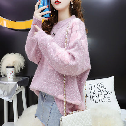 Fashion Lazy Solid Color Round Neck Loose Sweater Women