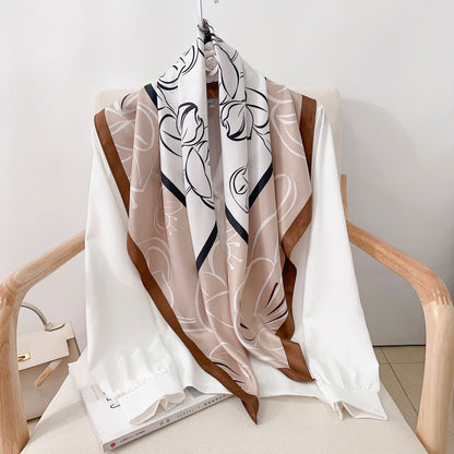 Fashion Gorgeous Printing Mesh Red Style Contrast Color Silky Scarf