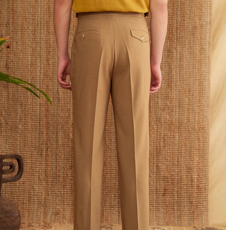 Men’s Italian Naples High-Waist Suit Pants – Elegant Formal Business Trousers